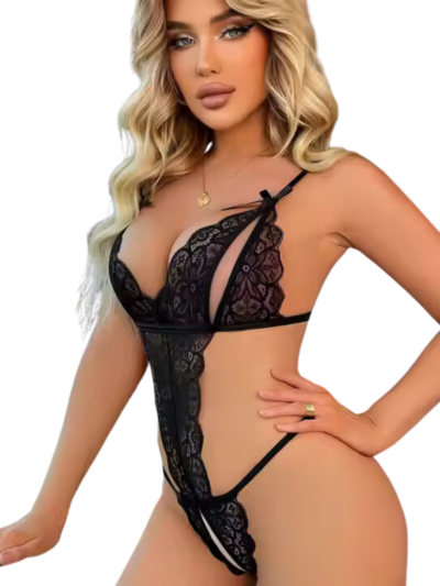 Bilian Kadın Fantezi Büyük Beden Beyaz Dantelli Babydoll - Görsel 2