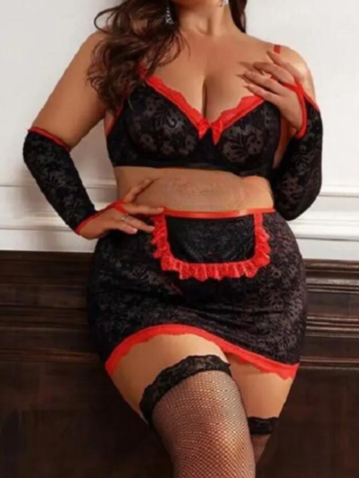 Bilian Kadın Fantazi Seksi Dantel Babydol Fantezi Gecelik (Çorapsız) - Görsel 3